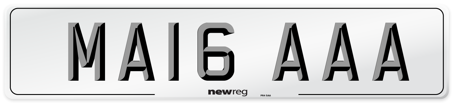 MA16 AAA Number Plate from New Reg